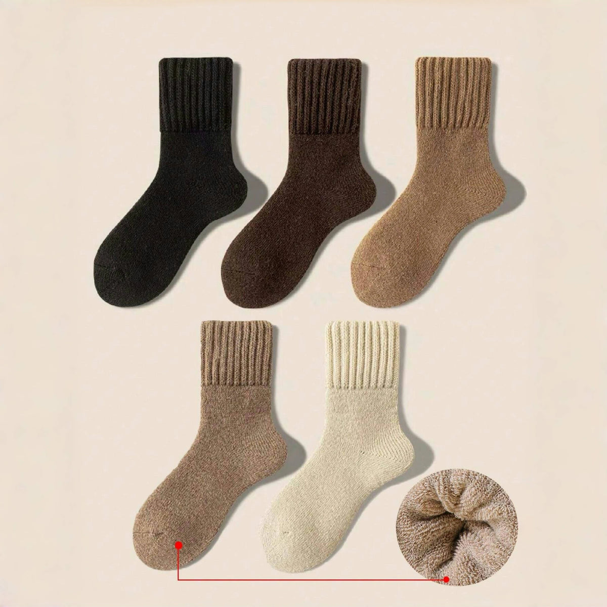 Women's Winter Crew Socks | Thick Terry & Fleece Lined | Warm Snow Socks in Melange Colors