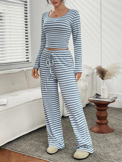 Velixir™ - 2 Piece Stripe Crop Top Set